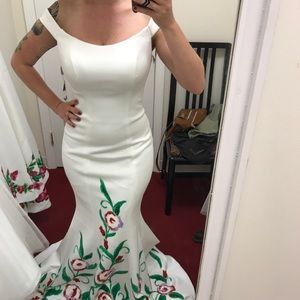 Never worn hand painted floral gown